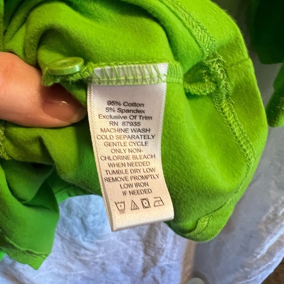 Susan Graver neon green shirt with ruffled button accent. Size XL? See photos. - Picture 5 of 8